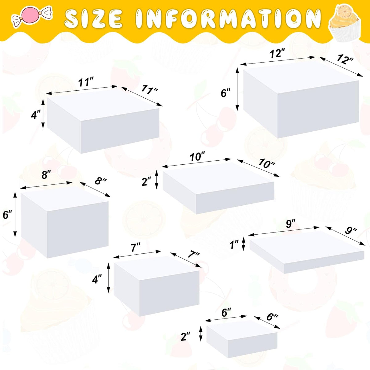 Leinuosen 7 Pcs Large Buffet Risers Set 6" to 12" Acrylic Display Box Catering Dessert Table Riser