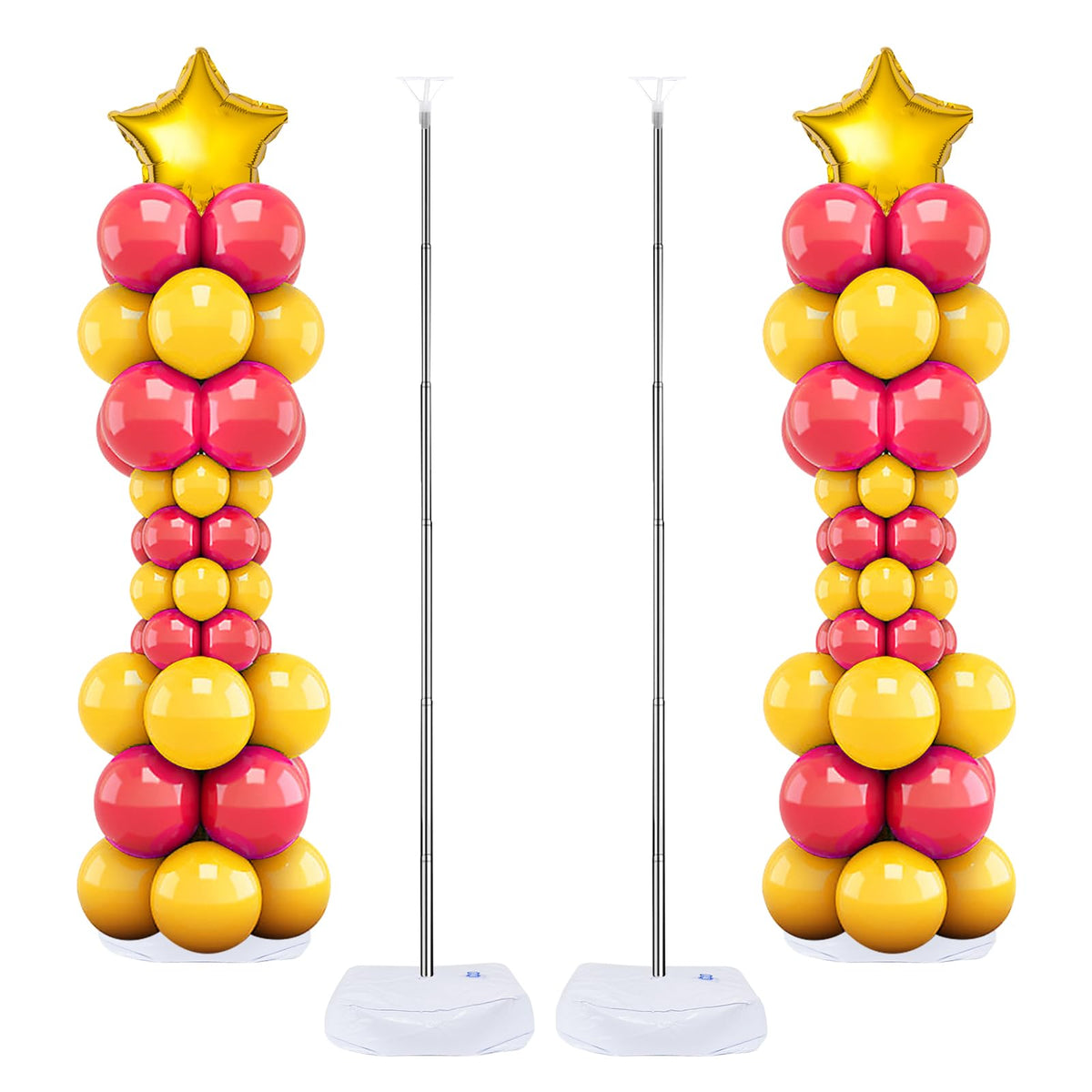 Balloon Column Stand Set of 2, 6.6ft Balloon Arch Stand Adjustable Balloon Column kit with Base