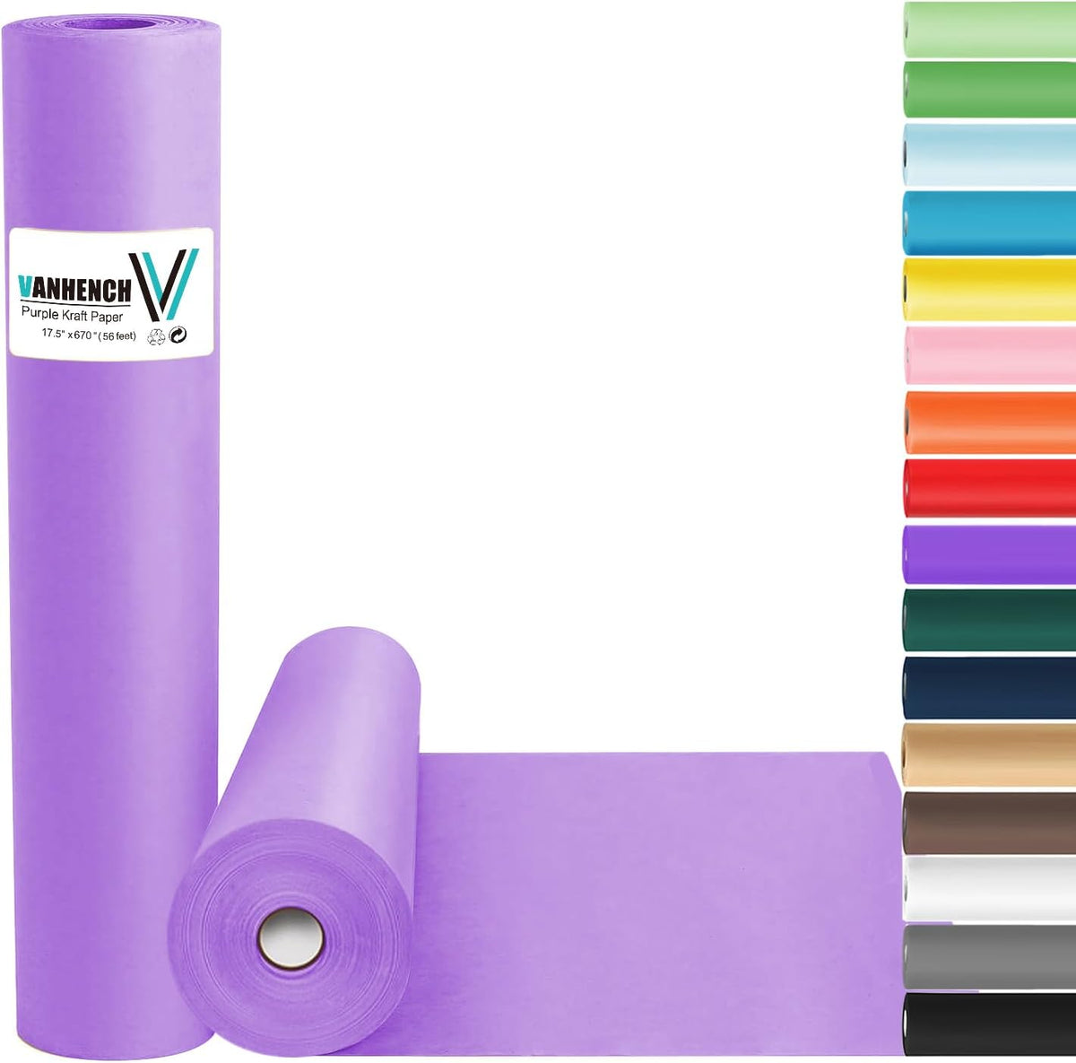 Vanhench 17.5"×963" (80 1/4FT) Wrapping Paper Purple, Solid Color Art Kraft Craft Paper for Gift