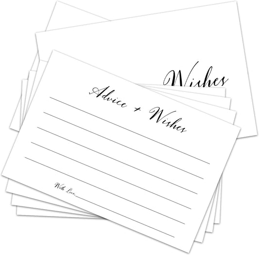 White Advice And Wishes Cards, Advice Cards For Bridal, Wedding, Baby Shower, Mr And Mrs