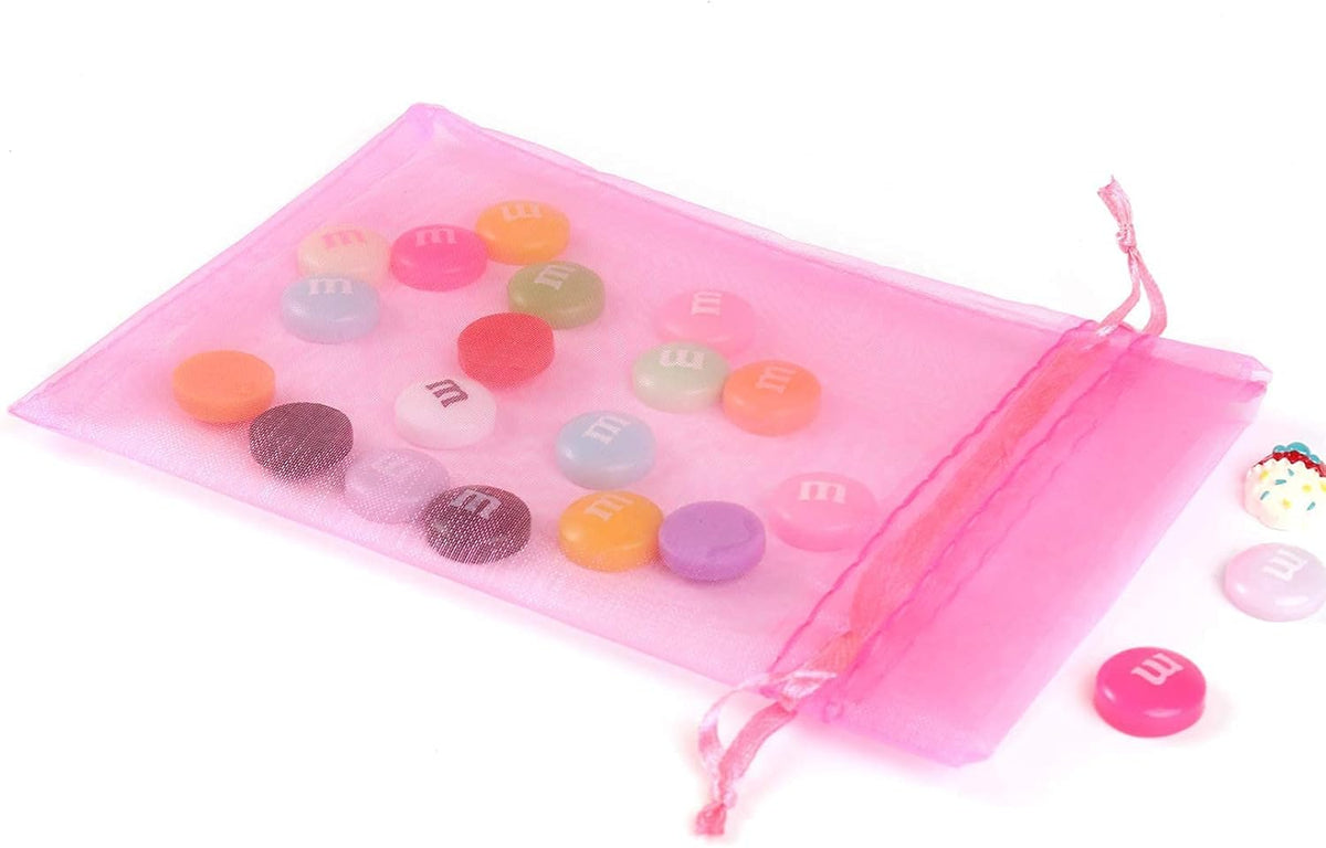ANZNKU 100 Pack 4x6 inches Pink Drawstring Organza Mesh Bags, Wedding Favor Gift Bags For Party