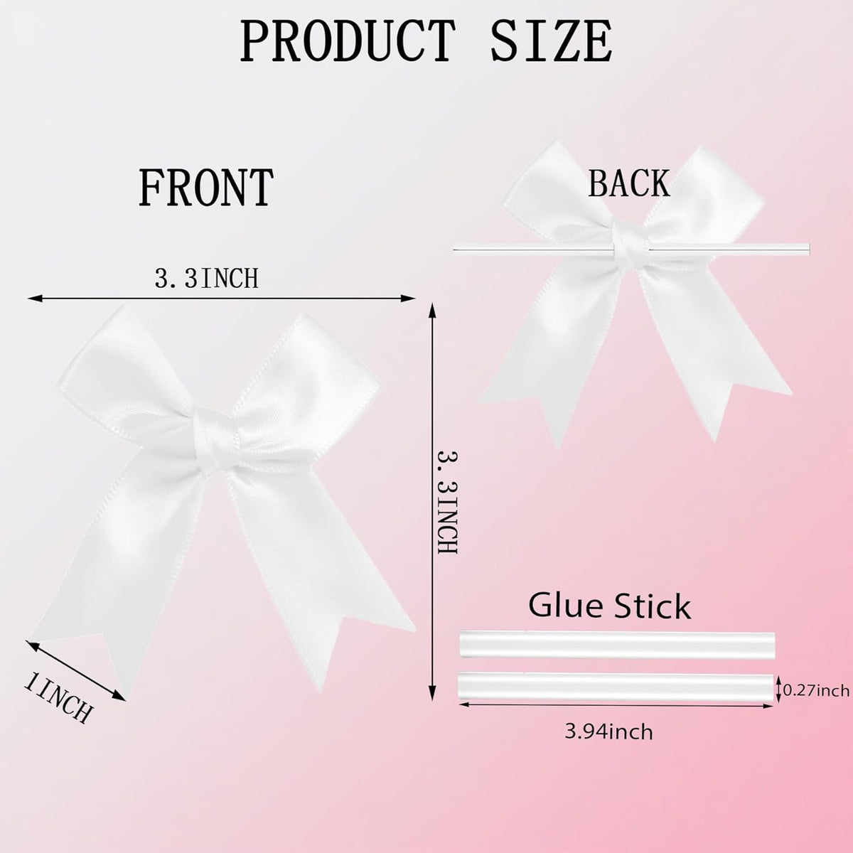 50 PCS Twist Tie Bows Satin Ribbon Bows 3.3 Inch Gift Wrap Bows Craft Bows for Gift Wrapping, Party