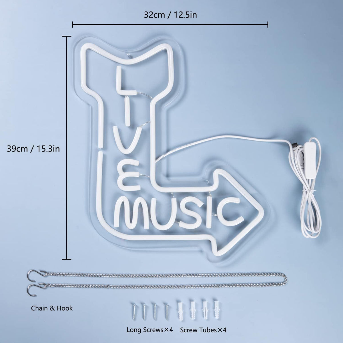 Live Music Neon Signs for Wall Decor LED Word Light Sign Pink Blue Neon Light Up Letters Sign for