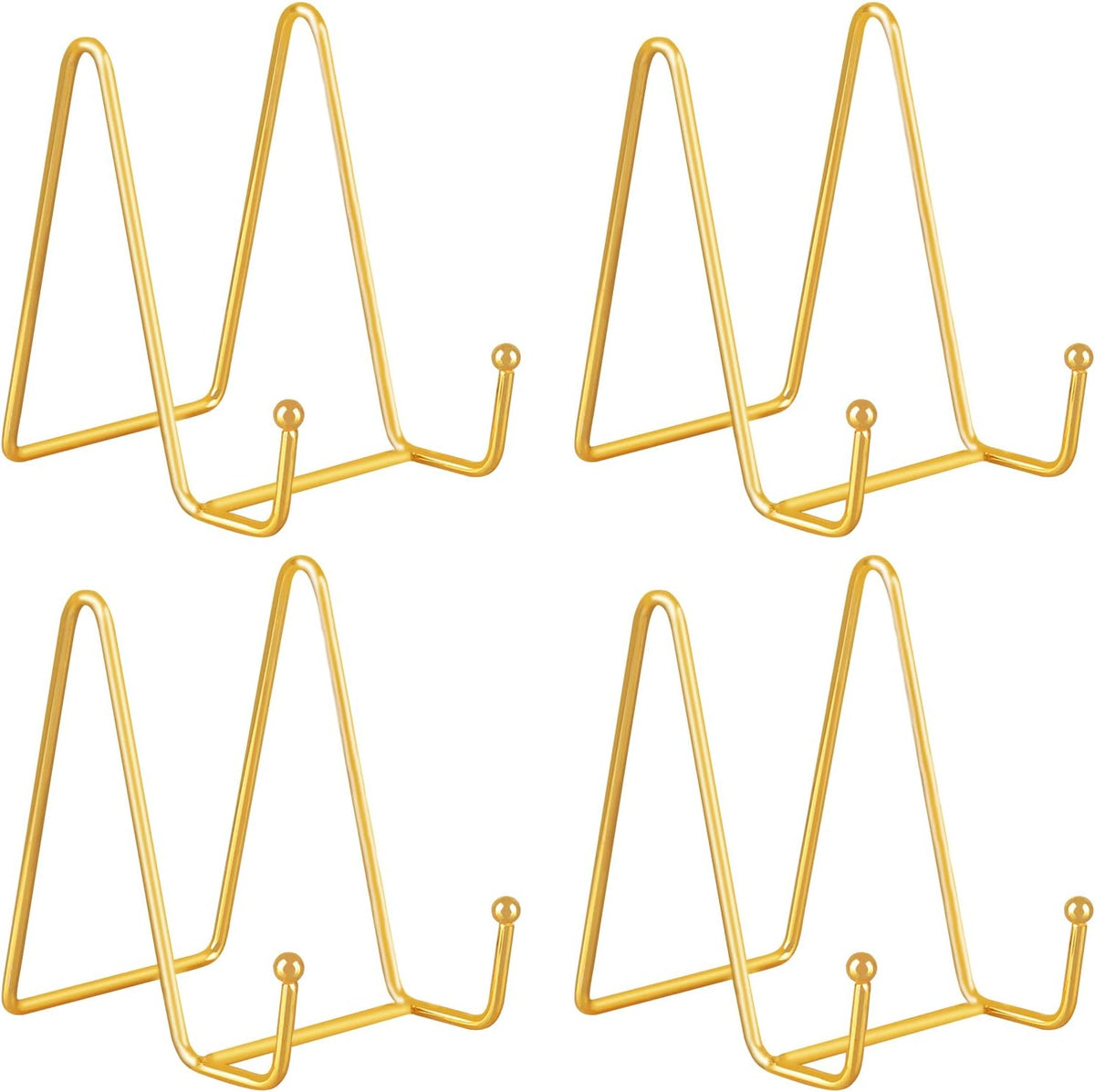 Decolore 4 Pack 4 Inch Display Stands Gold Plate Stands Metal Frame Holder Stand for Picture