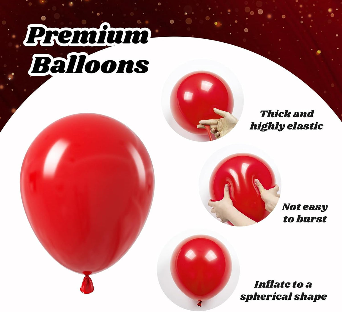 Red Black and Gold Balloons, 60pcs 12inch Red Black Gold Confetti Balloons for Birthday Casino