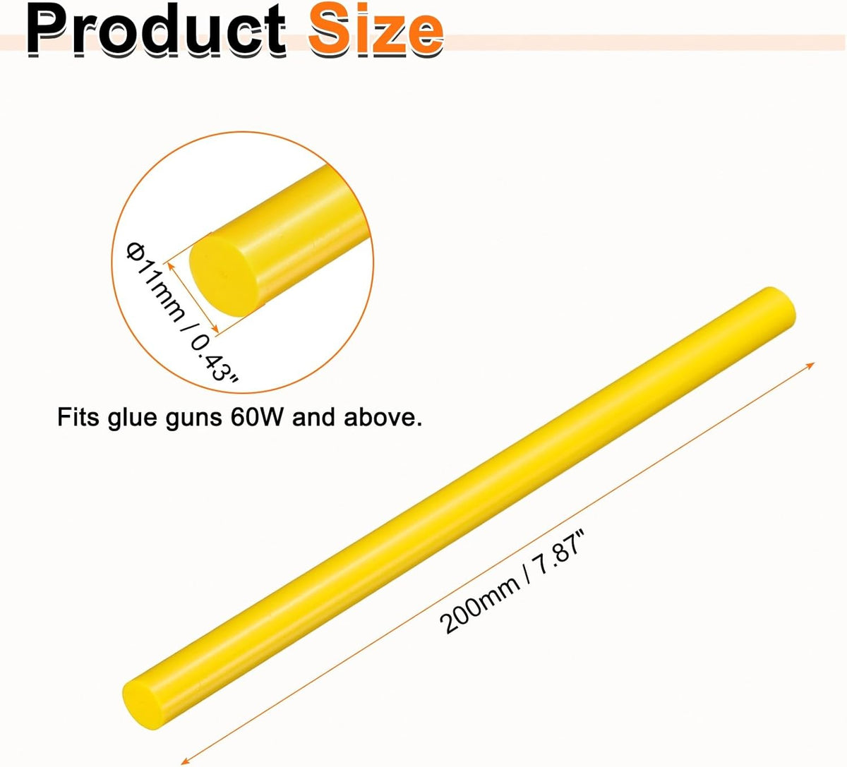 HARFINGTON 10pcs Hot Glue Sticks 0.43" Dia x 7.87" Long EVA Mini Hot Melt Adhesive Glue Stick for