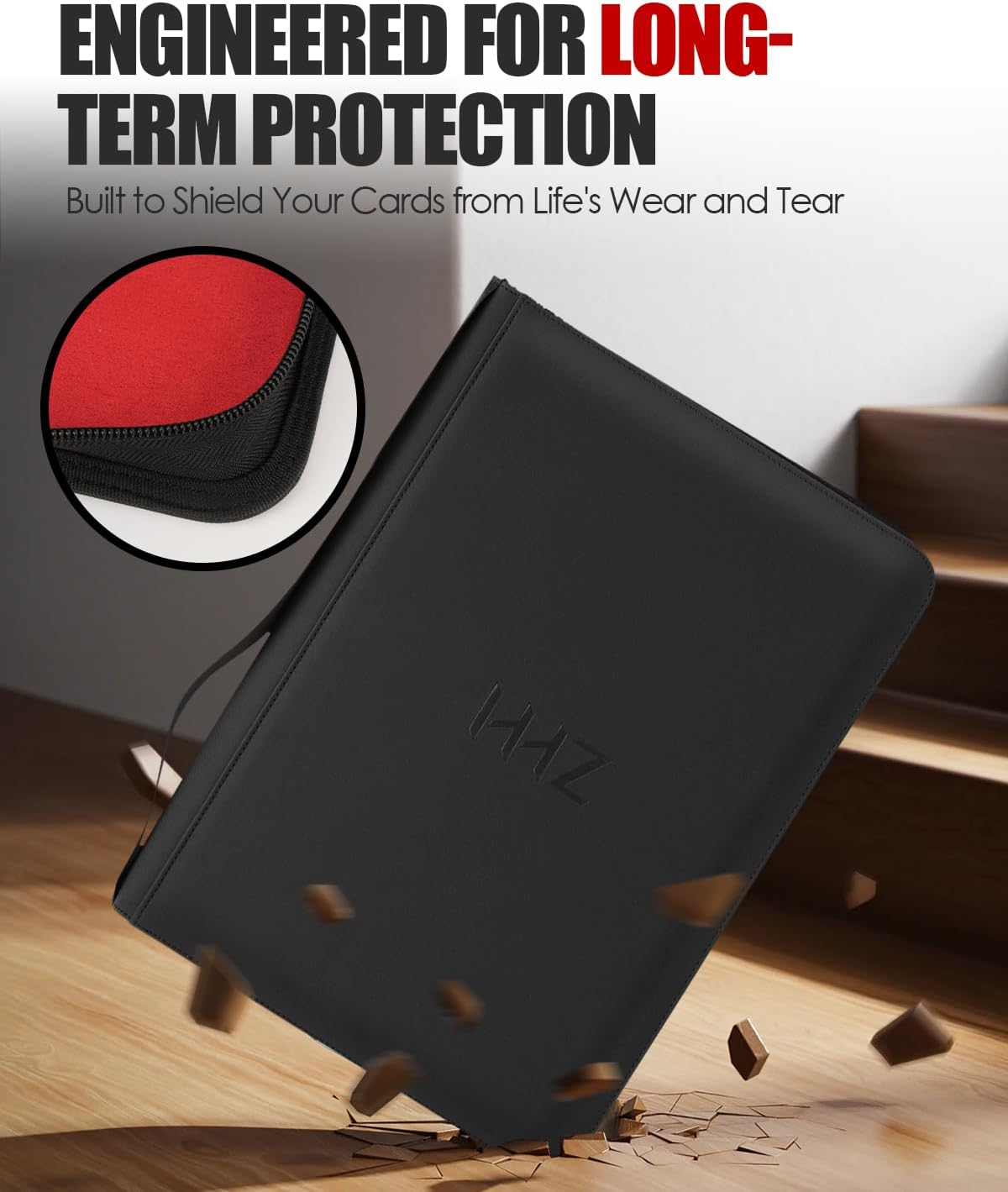 16-Pocket Card Binder - Card Binder Holds 832 Cards with Durable PU Leather & Side Loading for