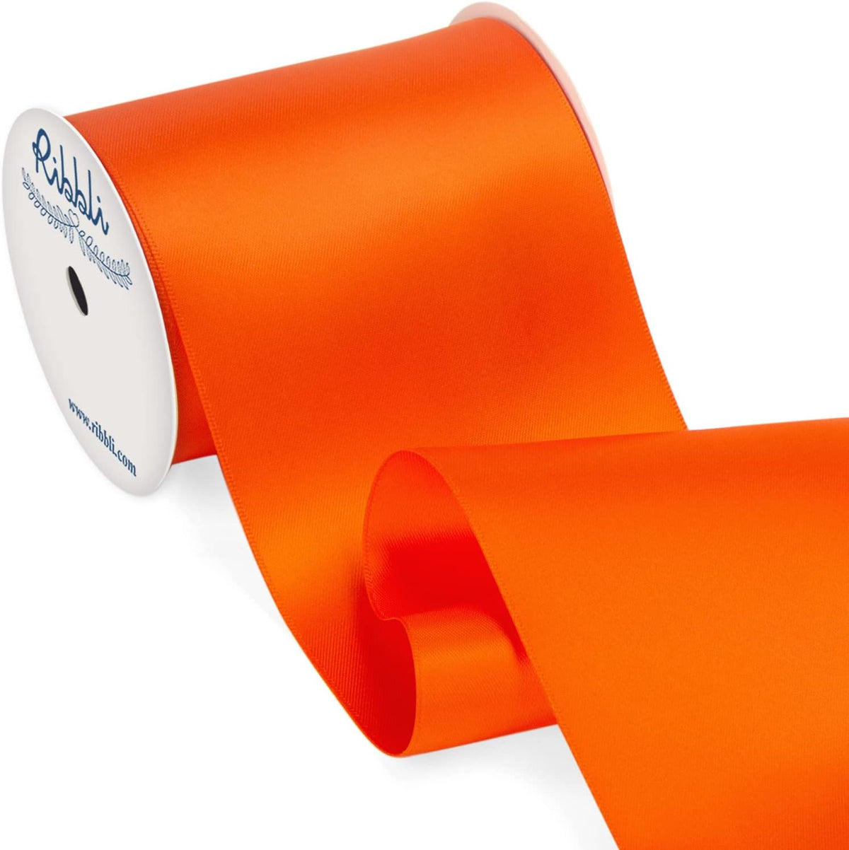 Ribbli Torrid Orange Satin Ribbon 4 Inch Wide Orange Ribbon for Wedding Chair Sash Grand Opening