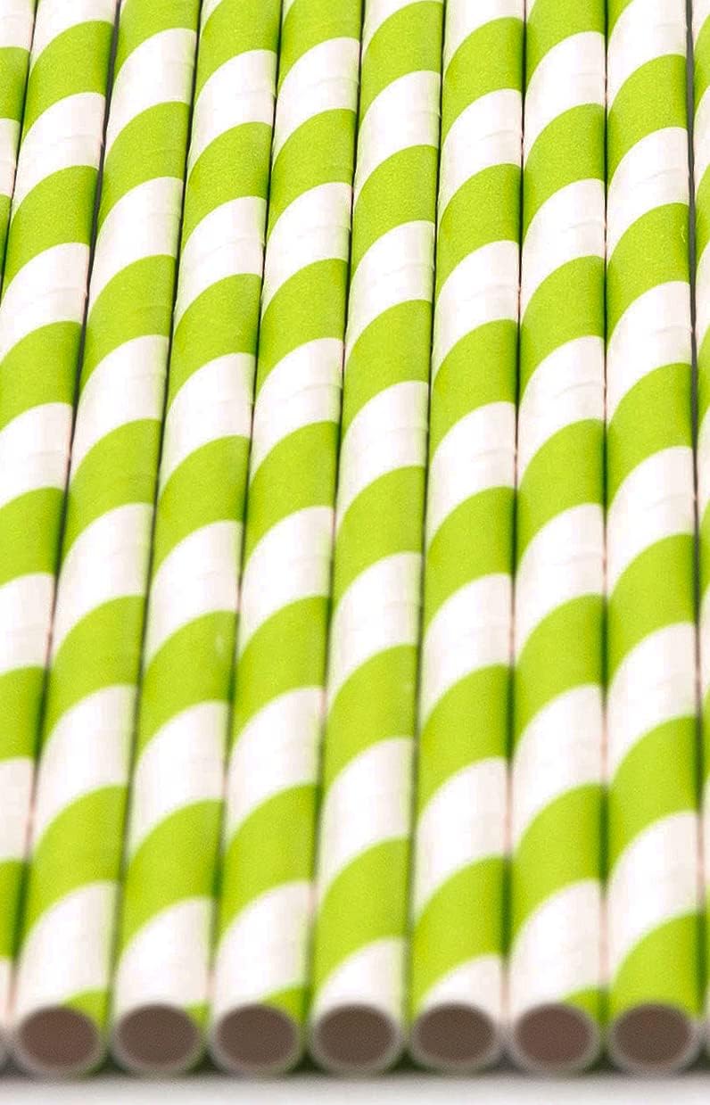 Pack of 900 Green Swirls Biodegradable 4-Ply Paper Drinking Straws (Compostable, Non-toxic