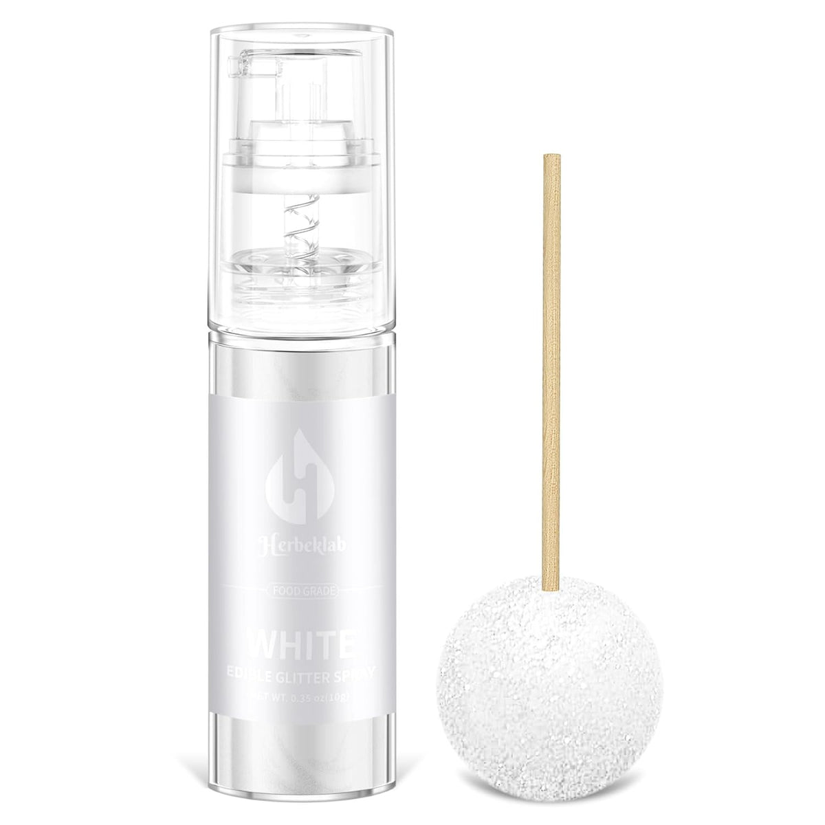 White Edible Glitter Spray - Herbeklab 10g Edible Diamond White Glitter for Cakes Food Grade