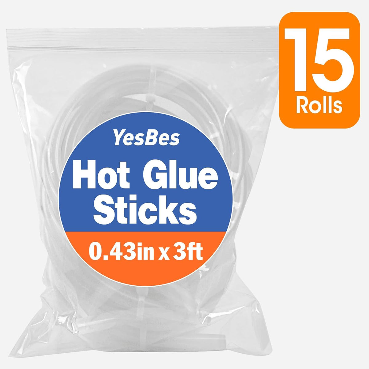 15 Rolls Hot Glue Sticks, Each Full Size 3 FT Long x 0.43" Diameter Glue Sticks for Glue Gun