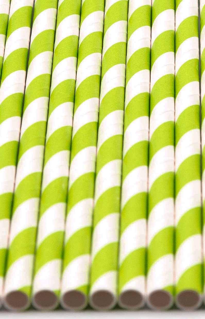 Pack of 300 Green Swirls Biodegradable 4-Ply Paper Drinking Straws (Compostable, Non-toxic