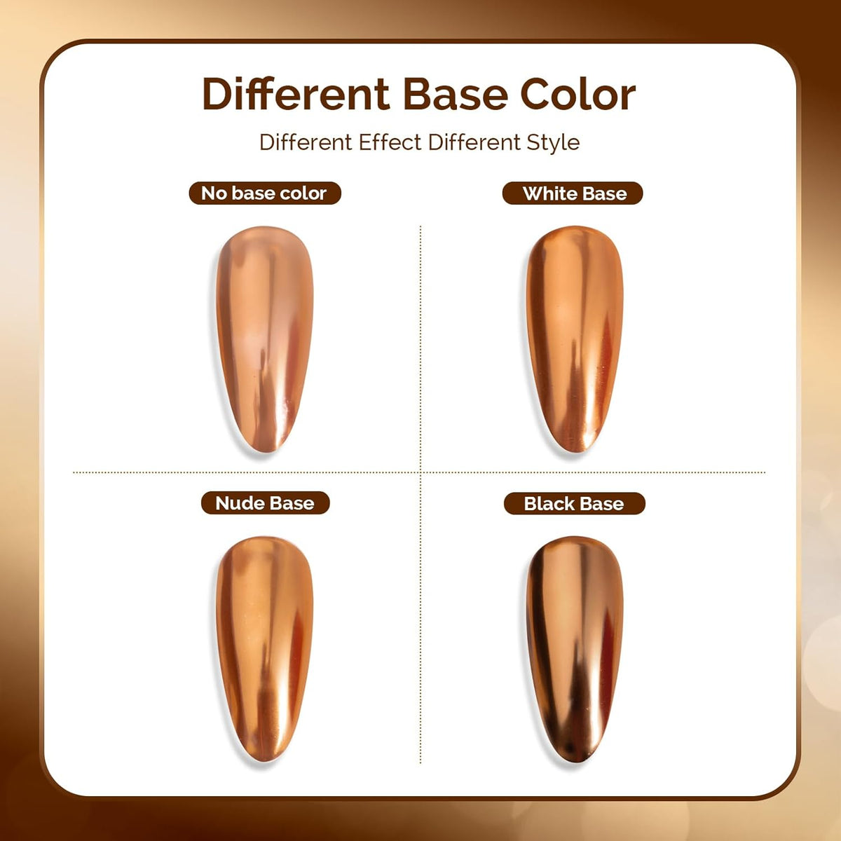 MelodySusie Champagne Chrome Nail Powder for Gel Nails,Metallic Mirror Effect Pigment Stylish and