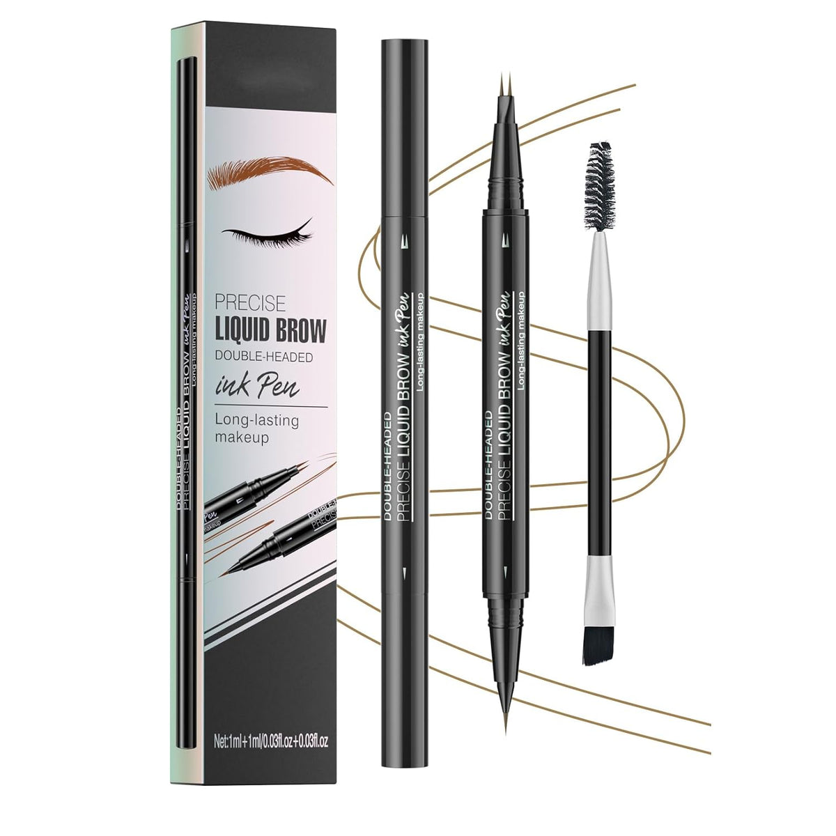 Microblading Eyebrow Pencil,2-in-1 Dual-Ended Eyebrow Pen with 2 Tip brow pen and Precise