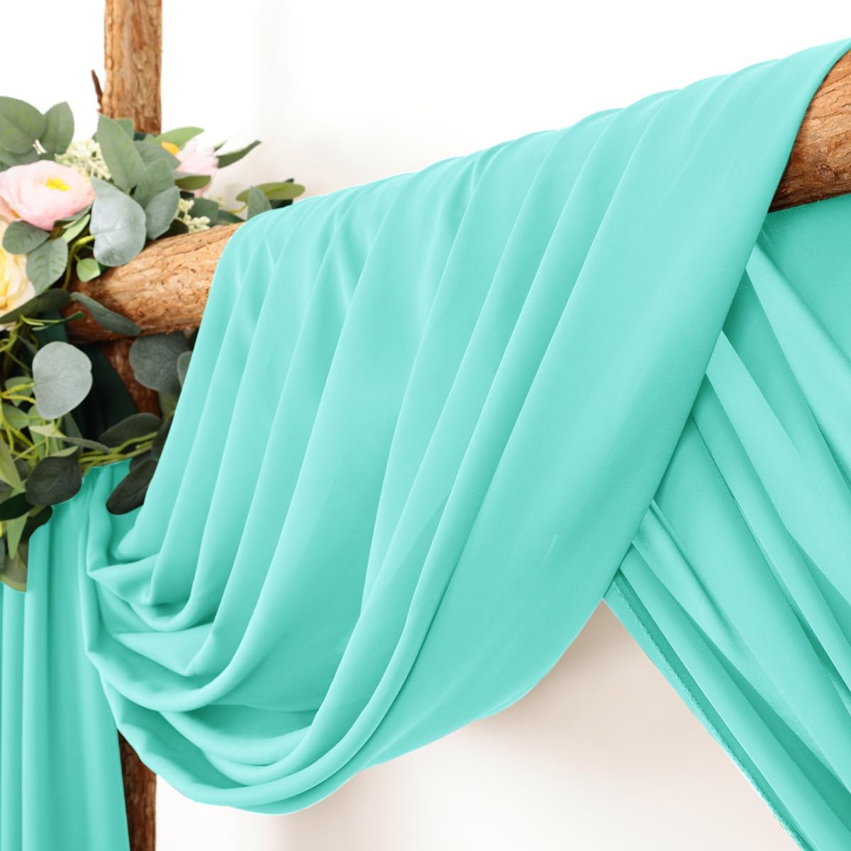 Wedding Arch Draping Fabric 1 Panel 30'' x 18FT Teal Sheer Chiffon Arch Drapery for Photo Booth