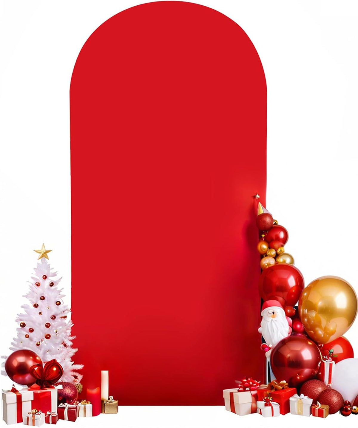 HEMMOTOP Red Arch Cover 7.2 ft (No Arch Backdrop Stand), Spandex Wedding Balloon Stretchy Arch