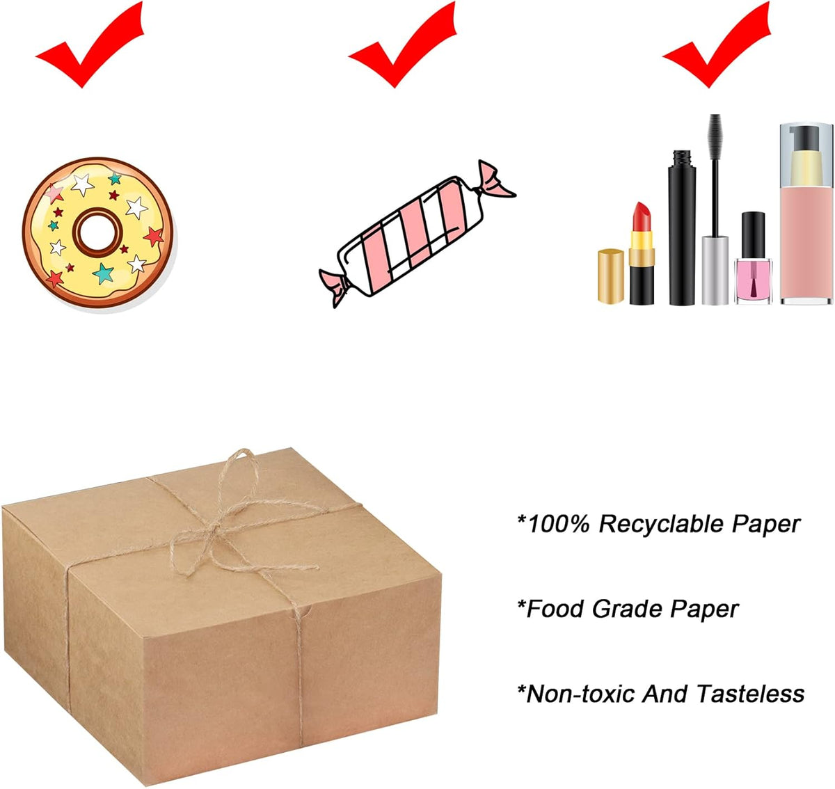 Xxcxpark 16 PCS Brown Kraft Gift Boxes 8x8x4 Inches, Decorative Party Favor Kraft Paper Gift