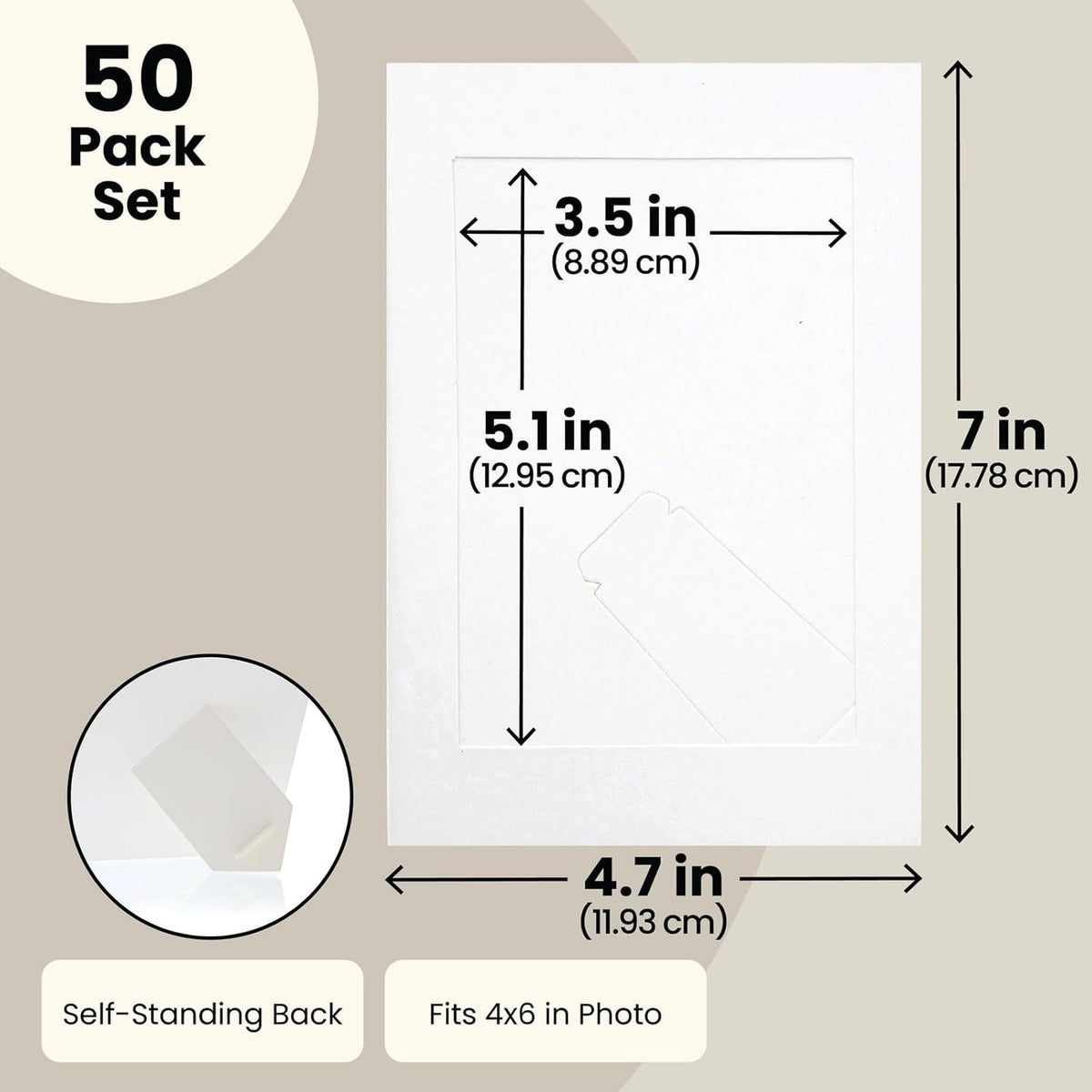 Juvale Picture Frames - 4x6 White Cardboard 50 Pack, Easel Back Tabletop - Paper Picture Frames for