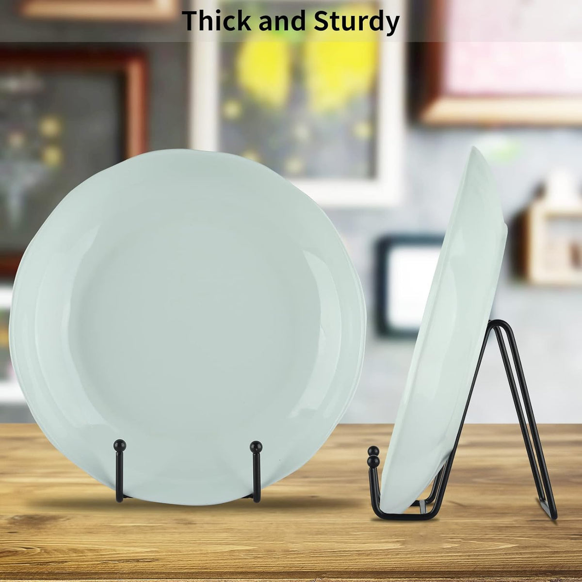 IBosins 5 Pack 4 Inch Plate Holder Display Stands, Metal Black Frame Stand for Picture, Book, Photo