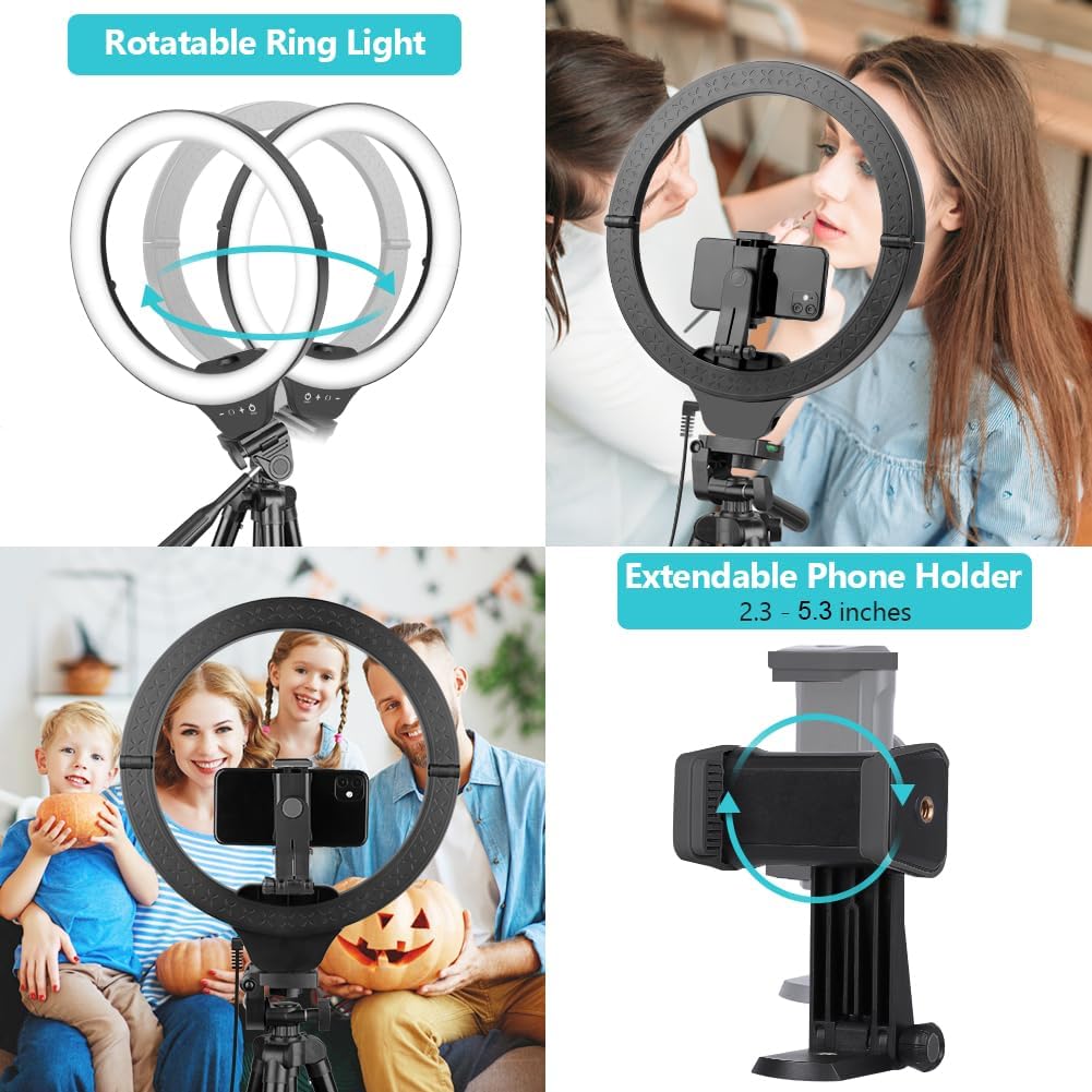 Sensyne 14" Ring Light with Tripod Stand, LED Circle Light with Phone Holder, for Photo Selfie