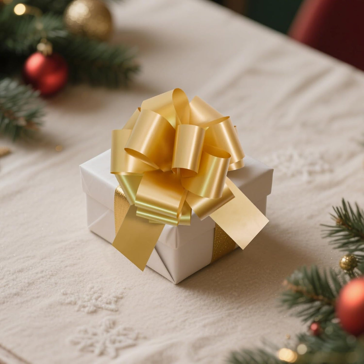 12 PCS 6 Inch Golden Pull Bows - Perfect for Gift Wrapping, Wedding Decor, Car Bows, Birthday