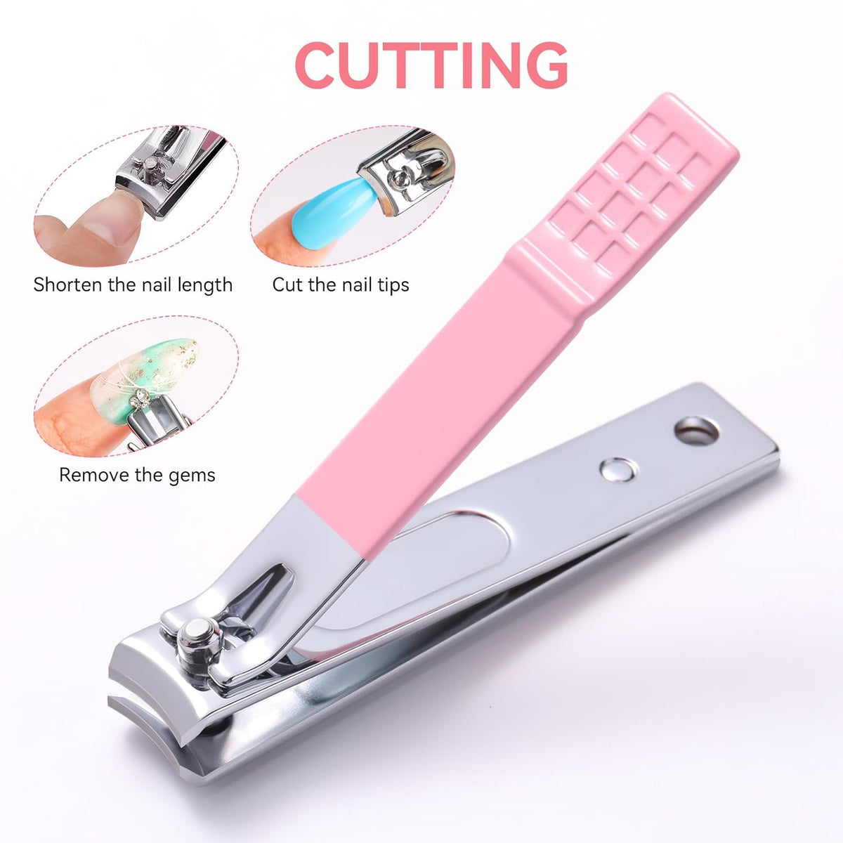 Makartt Nail File and Buffer Set, Pink Basic Prep Kit with Cuticle Clipper, Trimmer, Pusher, Brush