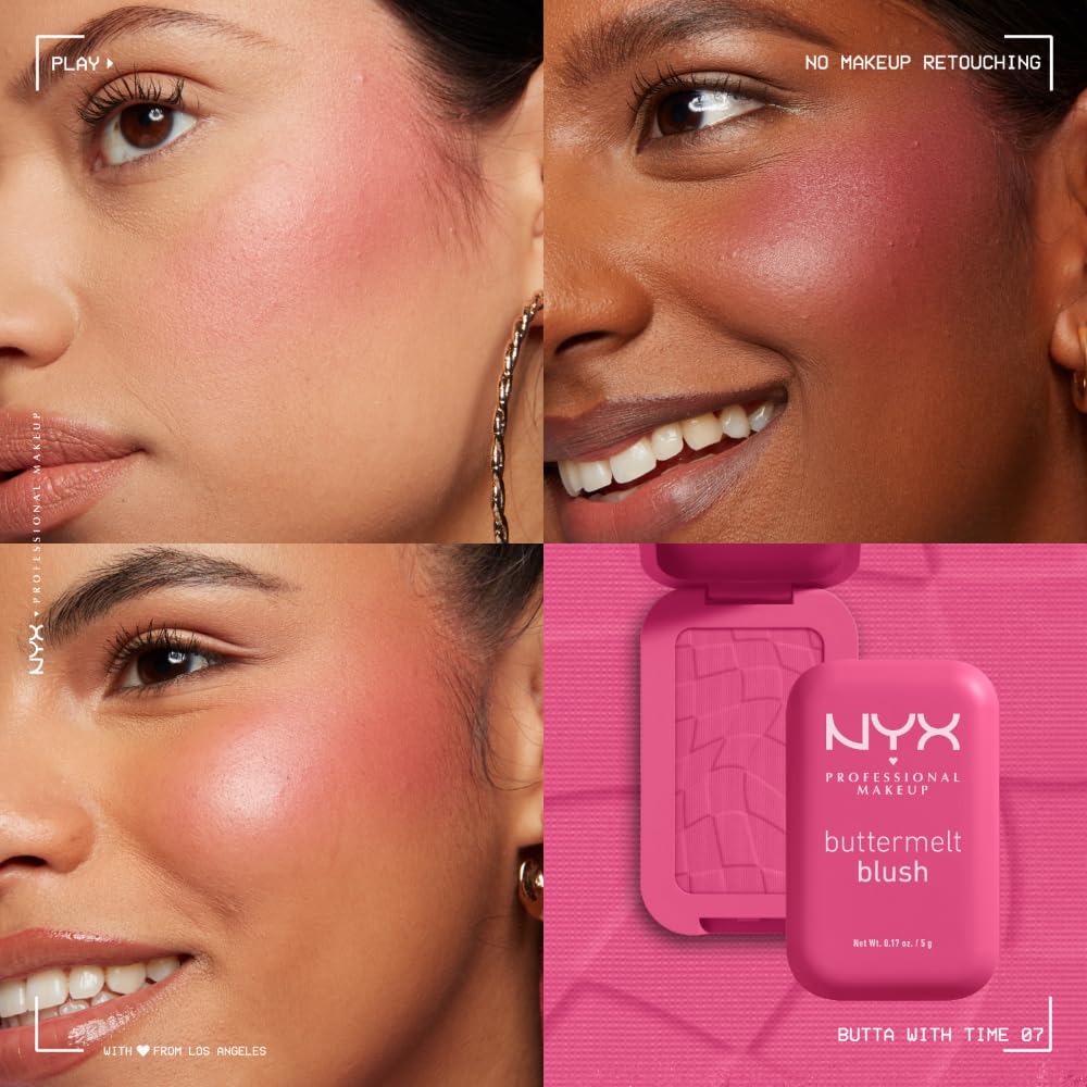 NYX PROFESSIONAL MAKEUP Buttermelt Powder Blush, Fade and Transfer-Resistant Blush, Up to 12HR Make