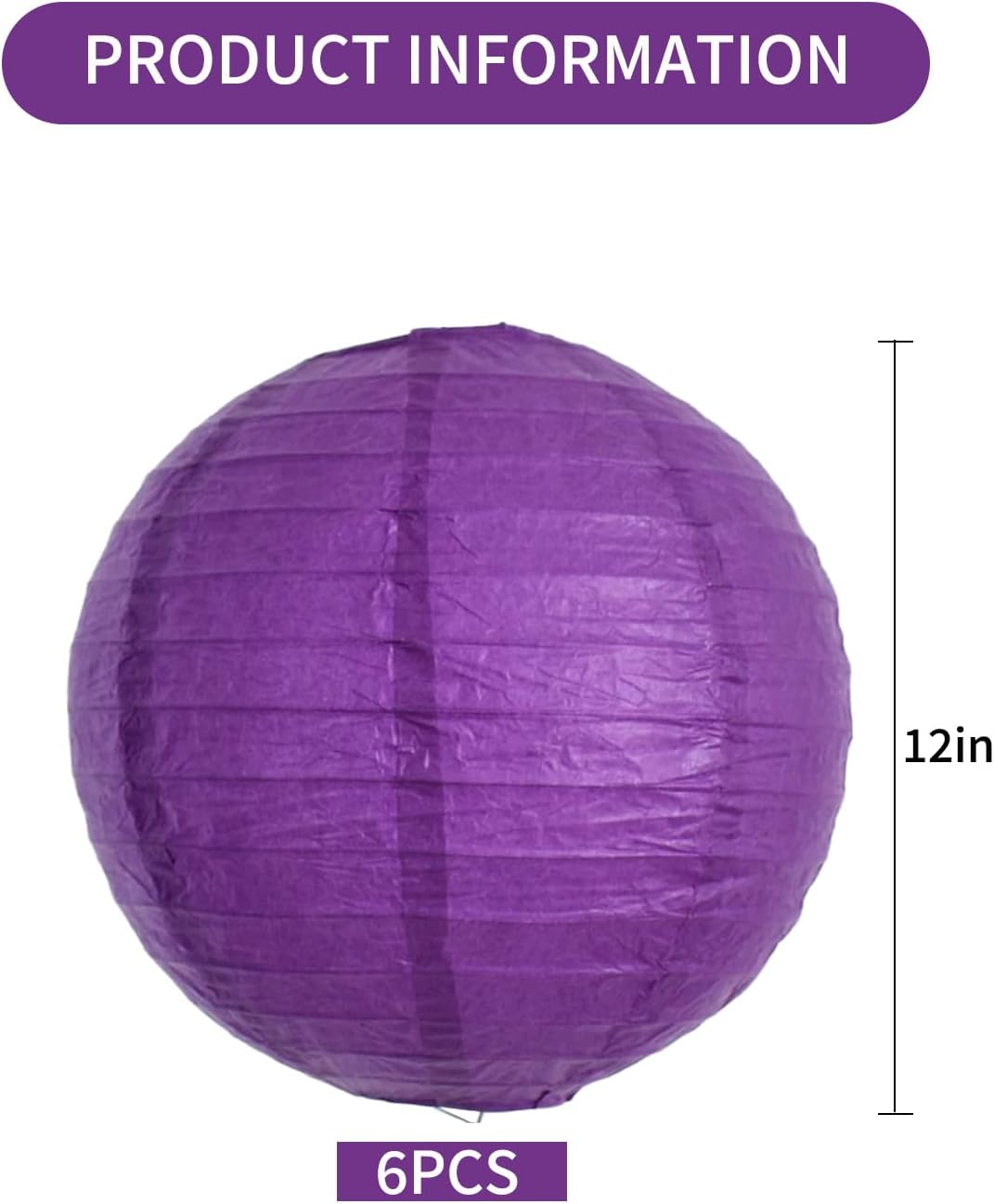 BEISHIDA 12-Inch Purple Round Paper Lanterns Hanging Decorative Chinese Paper Lanterns Lamp for