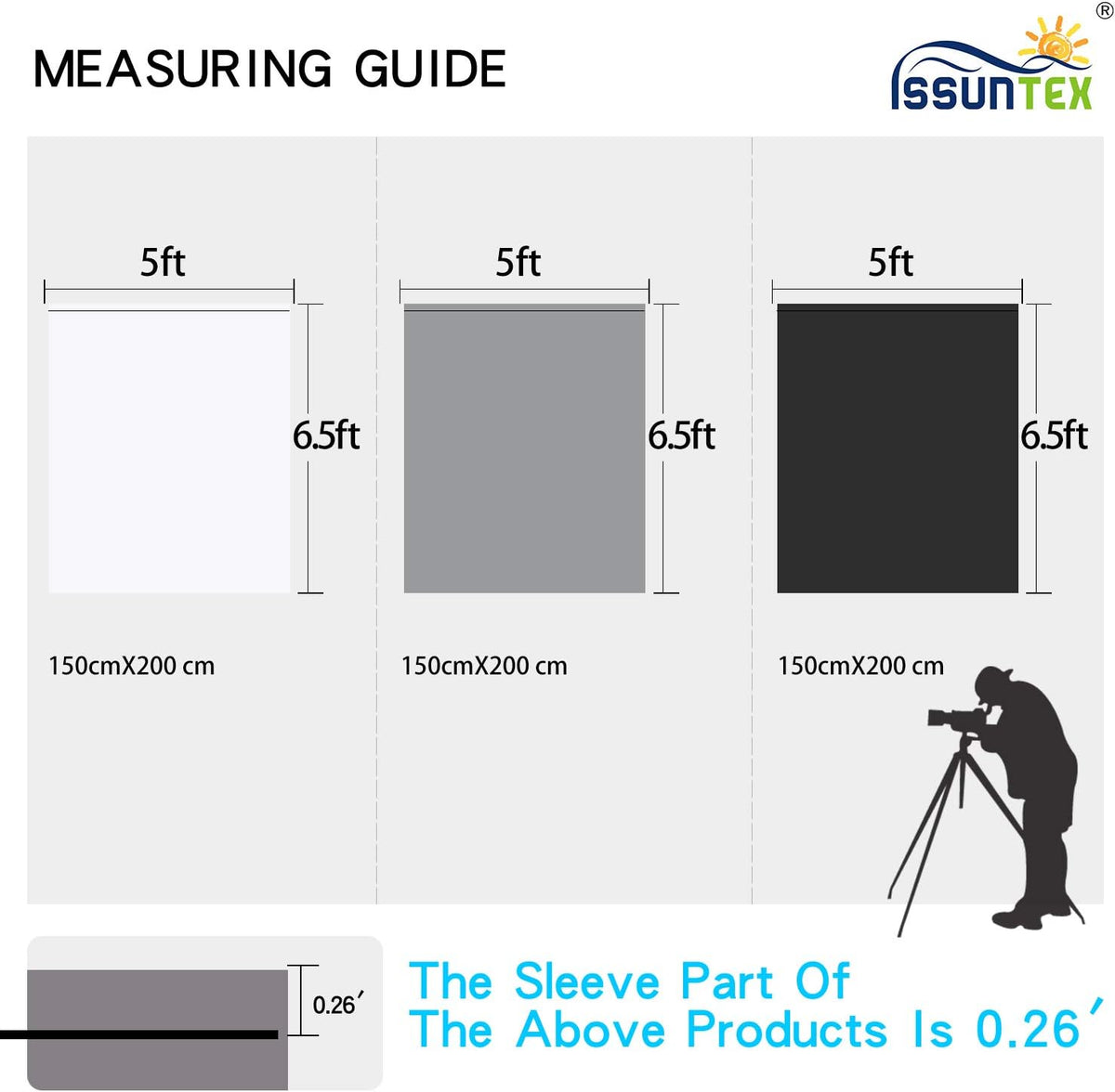 ISSUNTEX 5X6.5 ft Gray Background Backdrop,Photo Studio,Collapsible High Density Screen for Video