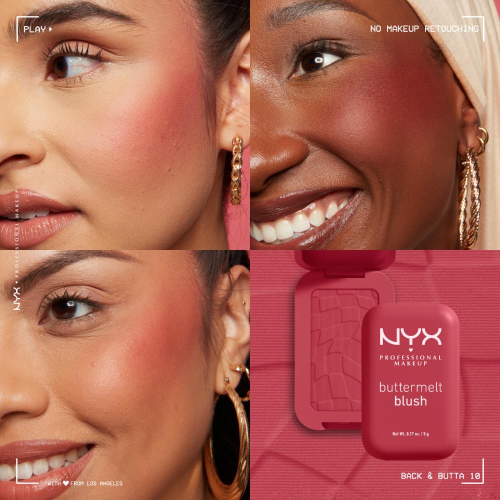 NYX PROFESSIONAL MAKEUP Buttermelt Powder Blush, Fade and Transfer-Resistant Blush, Up to 12HR Make