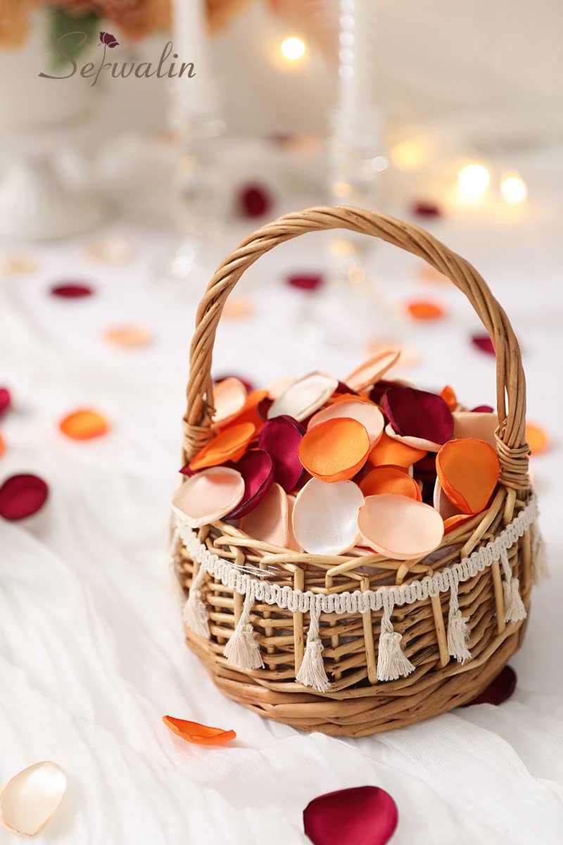 Serwalin 300Pcs Silk Rose Petals Flower Petals for Weddings Burgundy Gold White Petals Fake Orange