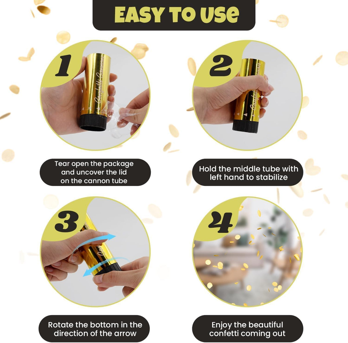 Small Confetti Cannon 24 Pack Mini Confetti Poppers Gold Party Poppers Confetti Small Party