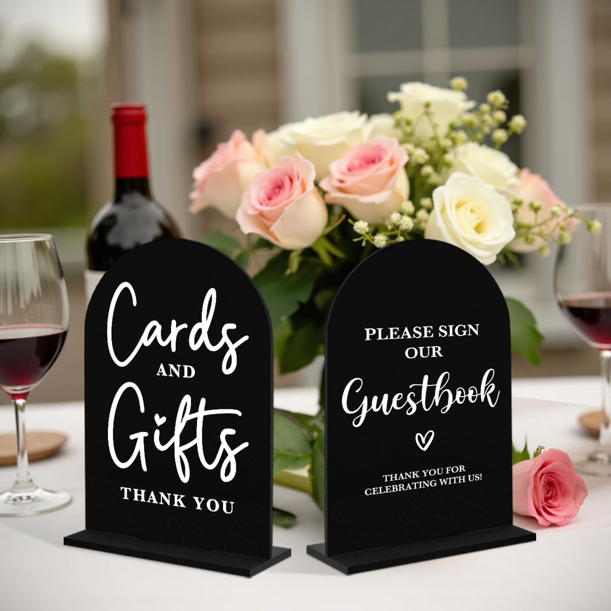 2 Pcs Acrylic Wedding Signs for Ceremony and Reception, Bridal Shower Decorations, Cards and Gifts