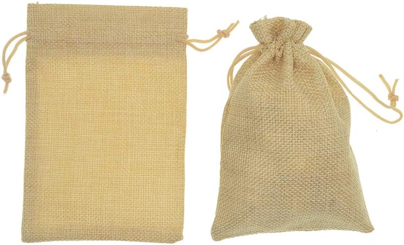 20Pcs Drawstring Burlap Bags 5x7, Flaxen Jute Sacks Jewelry Candy Pouch Christmas Wedding Party