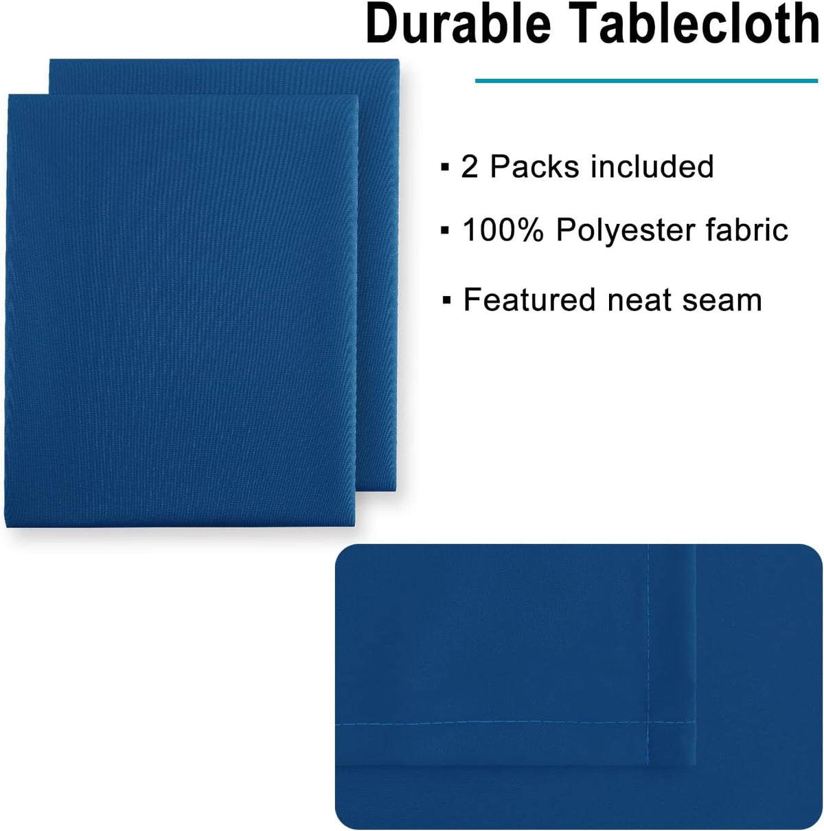 Hiasan 2 Pieces Royal Blue Tablecloth Rectangle - Waterproof and Washable Fabric Table Cloth for