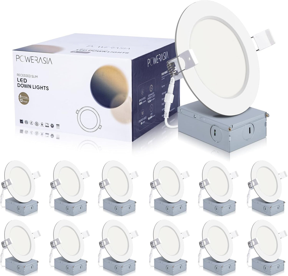 12 Pack 4 Inch Ultra-Thin LED Recessed Ceiling Light with Junction Box, Recessed Lighting 4 Inch