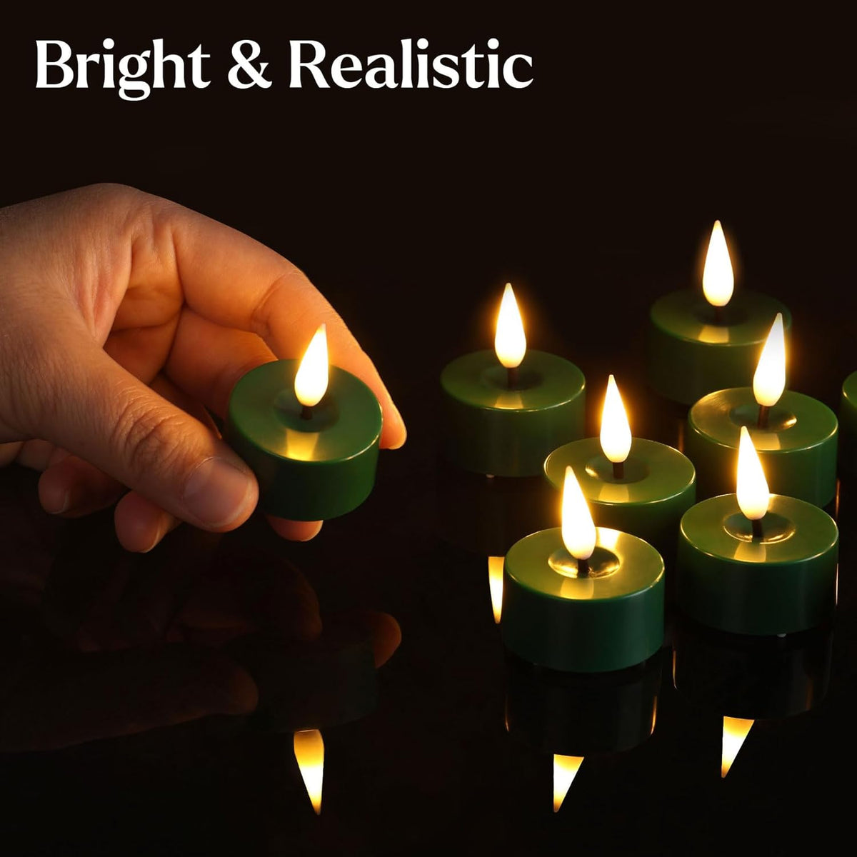 Eywamage Green LED Tealights with Remote Batteries, Flickering Flameless Tea Lights Votive Candles