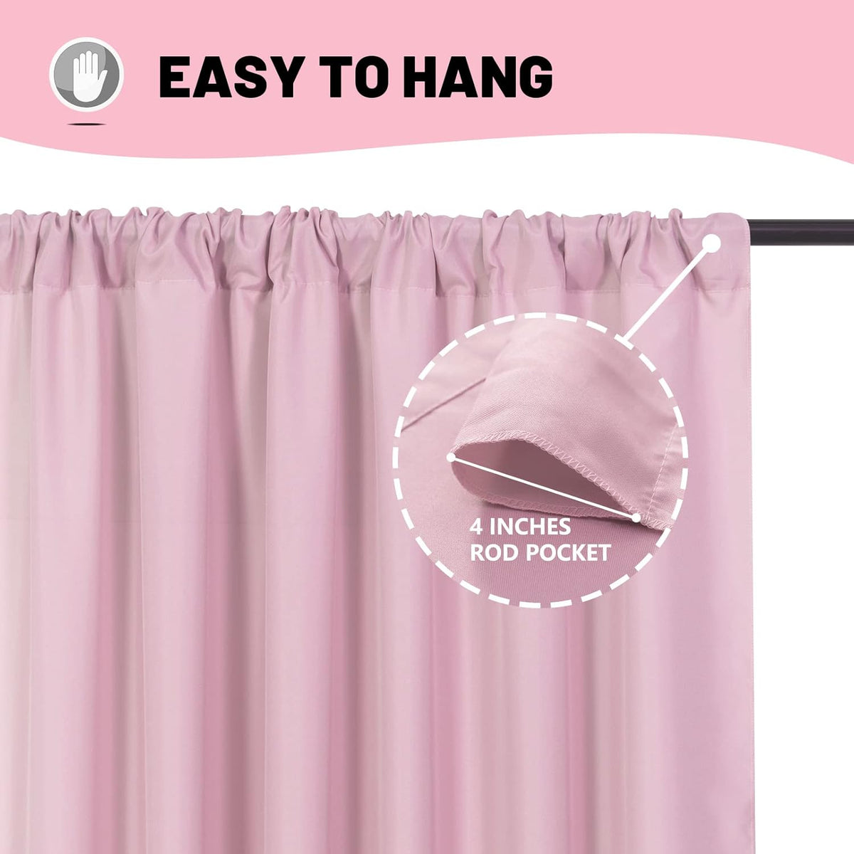 Pink Backdrop Curtain for Parties Rod Pocket Pink Curtains Photography Backdrop Drapes Privacy