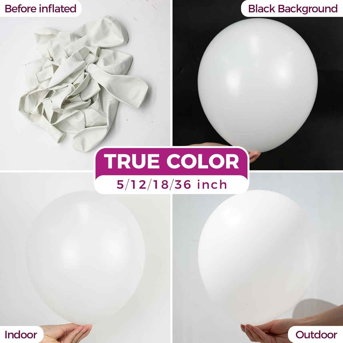 Bezente White Giant Balloons 36 Inch - 8 Pack Jumbo White Balloons Large Round Latex Balloons for