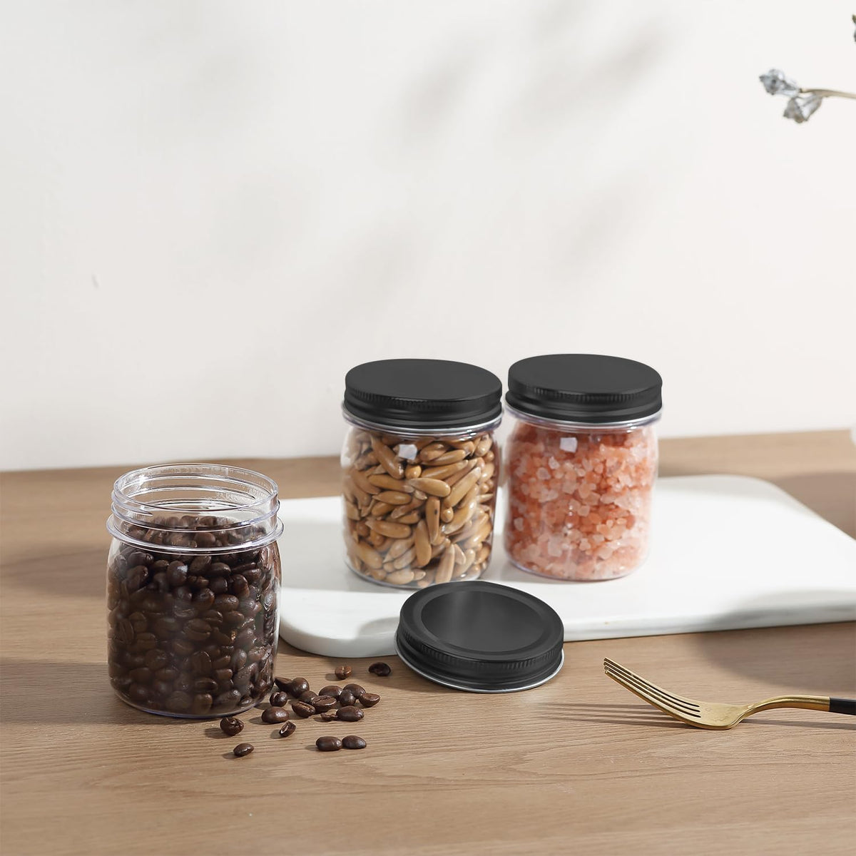 novelinks 8 oz Clear Plastic Jars with Screw-On Lids - BPA-Free Refillable Storage Containers for