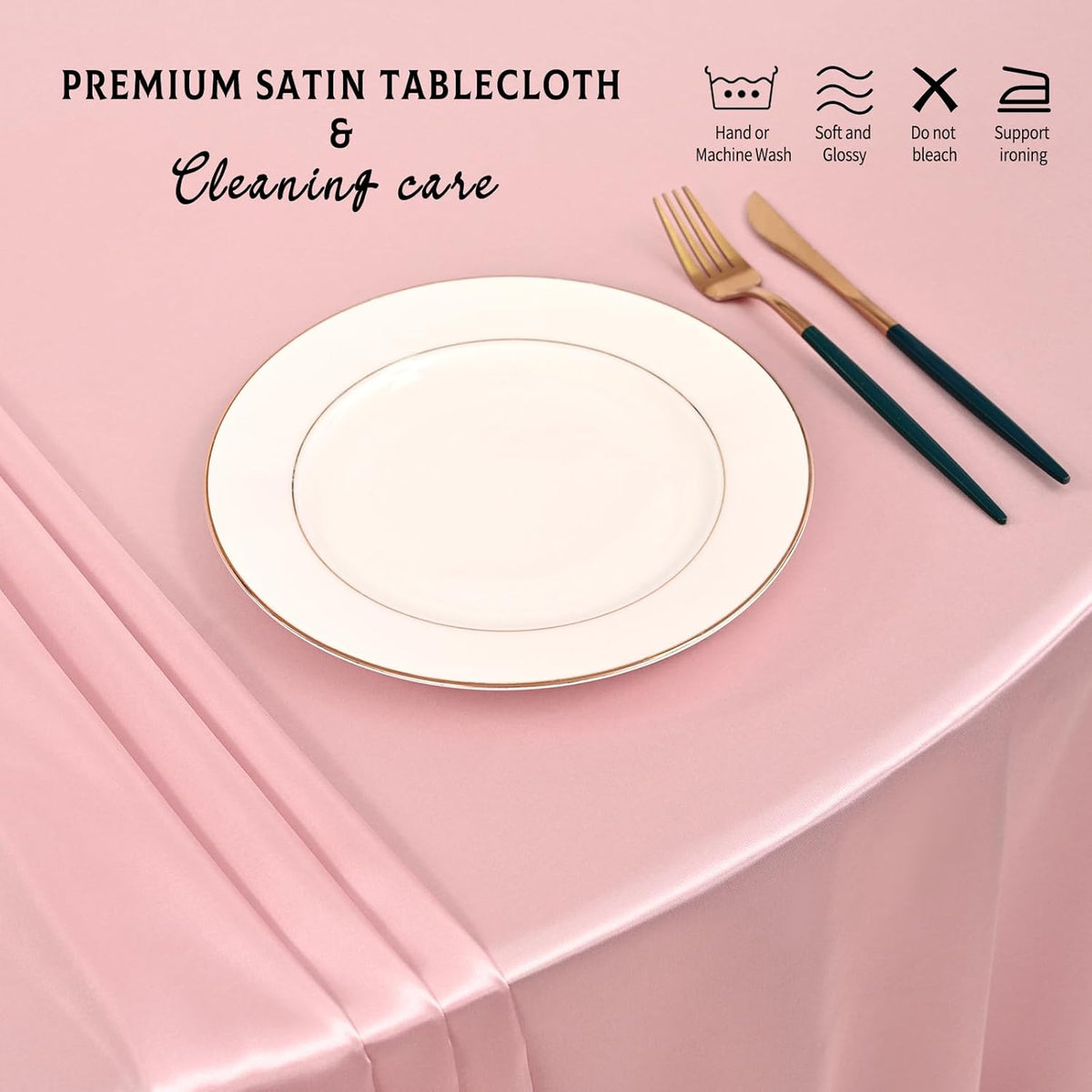 6 Packs Satin Tablecloth 120 Inch Rose Gold Round Table Cloth Silk Tablecloth Smooth Fabric Overlay