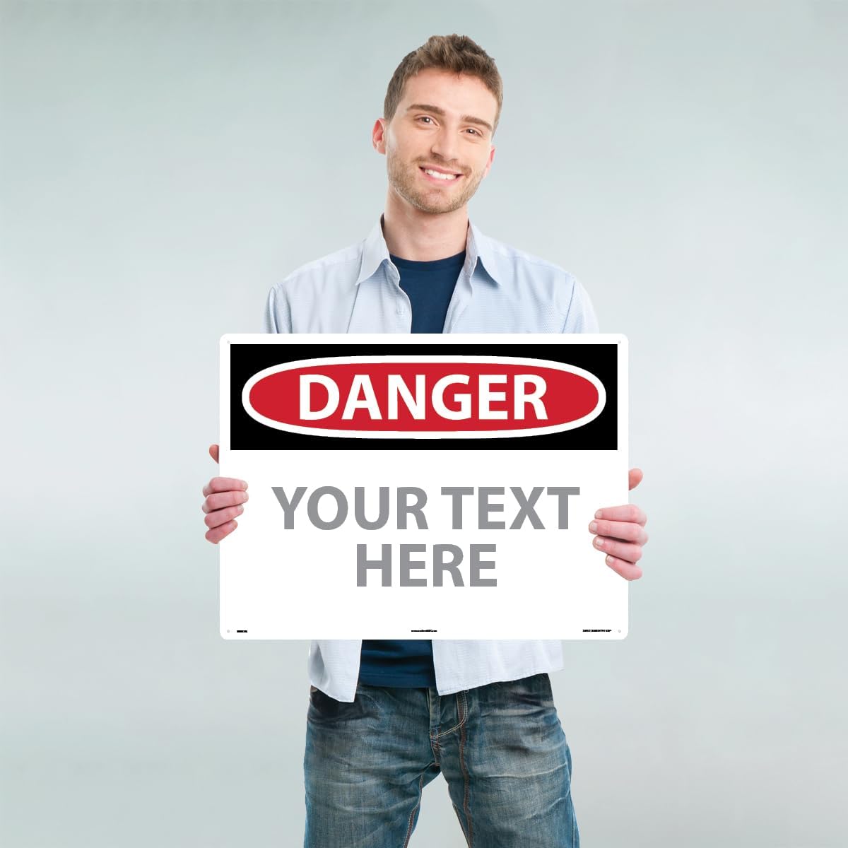 Custom OSHA Style Danger Sign 18" x 24" Plastic Sign, Customizable "Your Text Here", by AccuformNMC