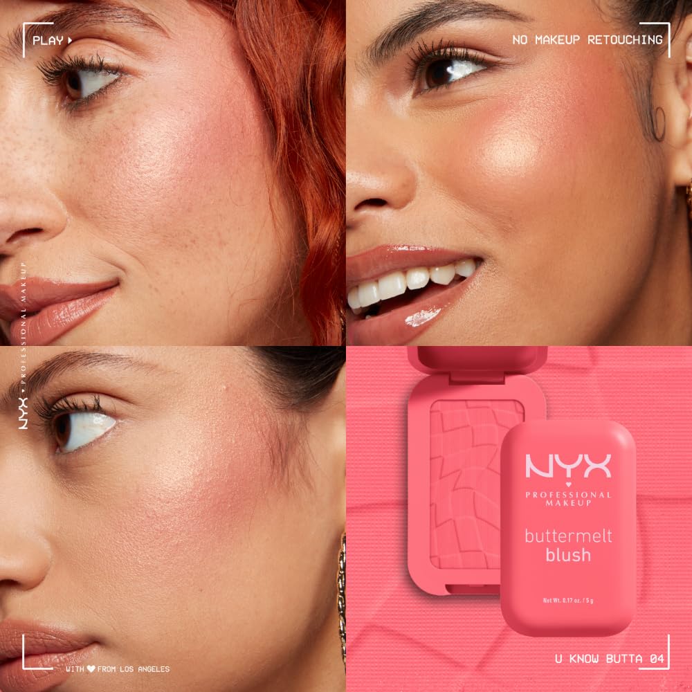 NYX PROFESSIONAL MAKEUP Buttermelt Powder Blush, Fade and Transfer-Resistant Blush, Up to 12HR Make