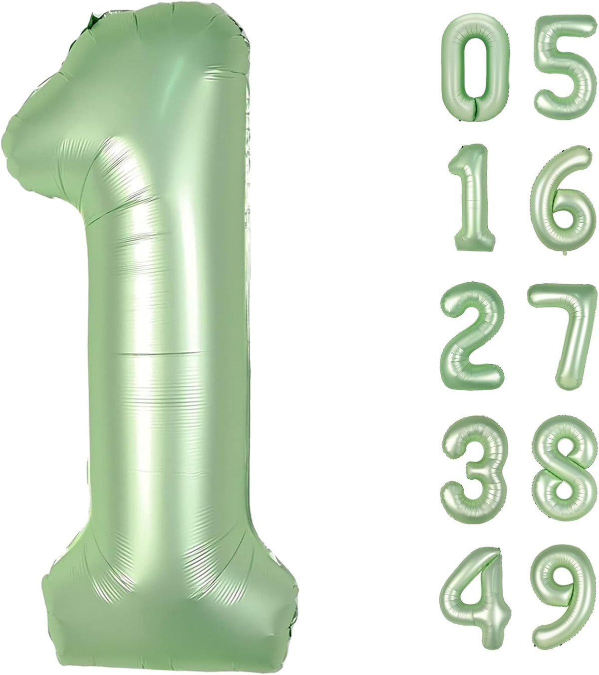 Sage Green Number 1 Balloon 40 inch, Number 1 Birthday Balloons for Boy Girl, Oliver Green Foil One