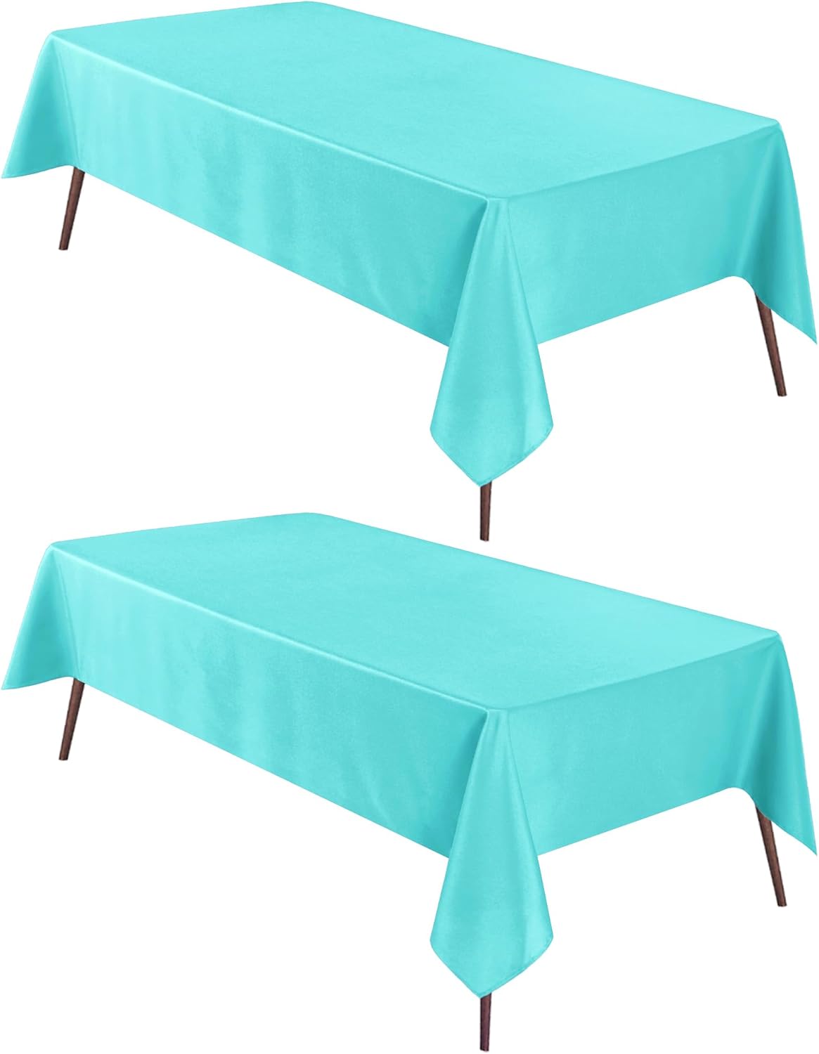 Hiasan 2 Pieces Solid Square Tablecloth - Waterproof and Spillproof Washable Polyester Fabric Table