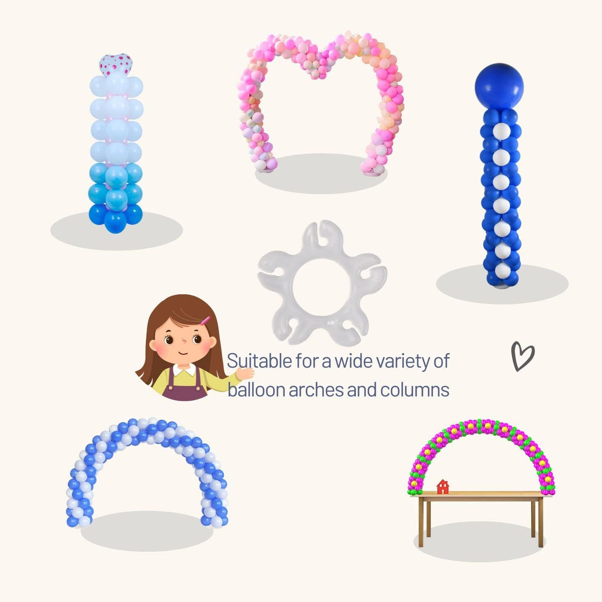 100PCS Balloon Arch Clips, Reusable Balloon Clips for Balloon Arch, Plastic Balloon Supplies for