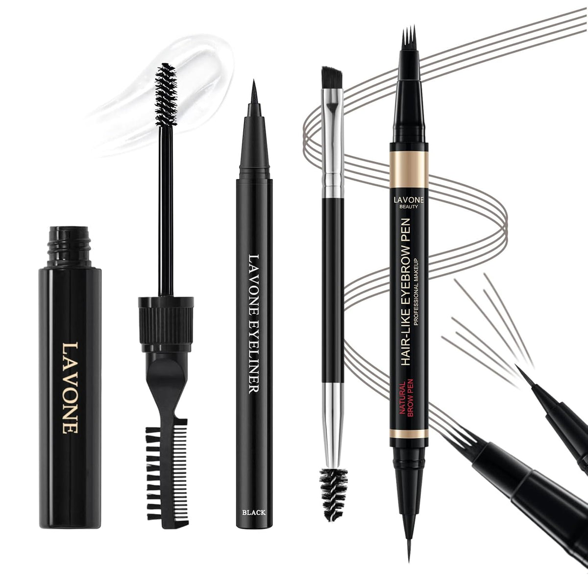 Eyebrow Pen Kit, with Microblading Eyebrow Pen, Eyebrow Gel, Eyeliner, Eyebrow Brush, Eyebrow