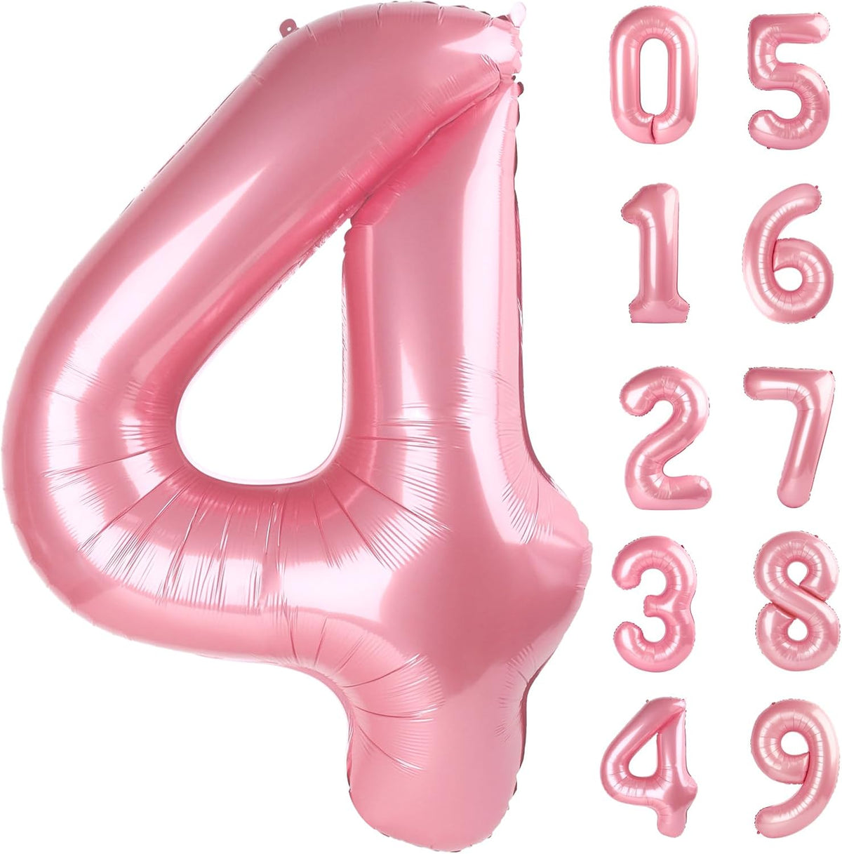 Light Pink 4 Number Balloons 40 Inch Big Foil Helium Number Balloons 0-9 Jumbo Happy 4th 40th Mylar