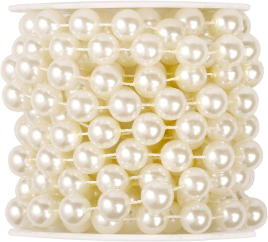 [16.4Feet] Pearl Beads Garland, 12MM 5.4 Yards Faux Pearl Beads String Roll Bulk for DIY Craft
