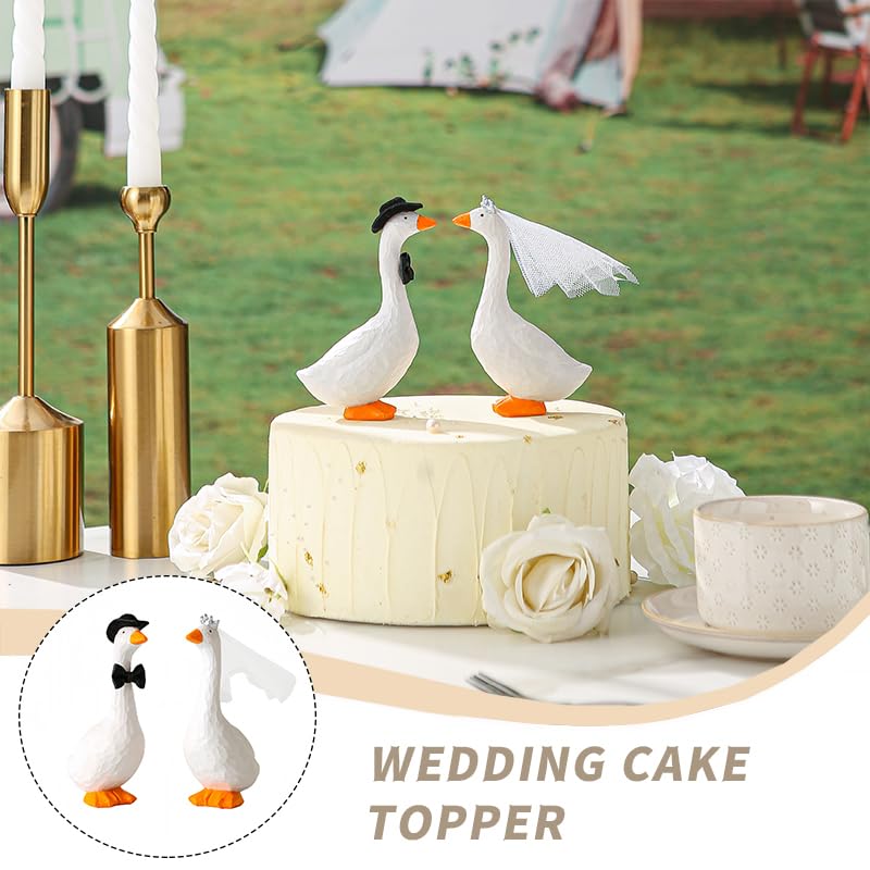 SUTIMAS Fun Wedding Cake Toppers Unique Goose Cake Toppers, Couples Wedding Cake Decorations, Cool